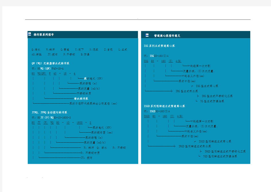 各种离心泵型号大全全详细介绍