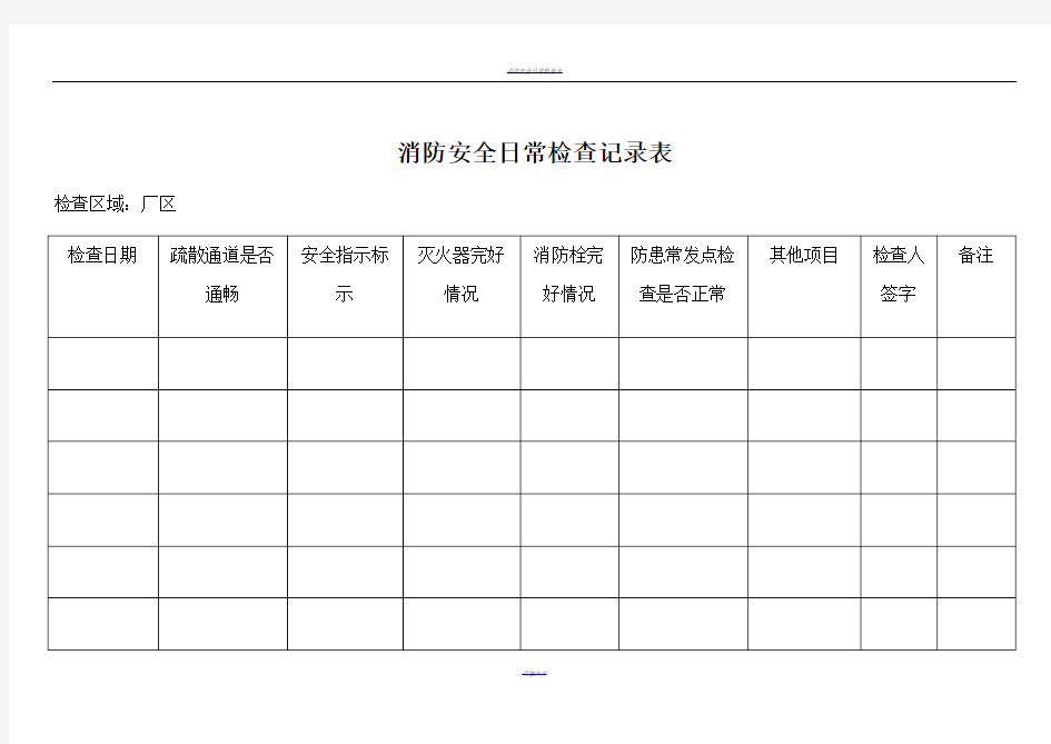 消防安全日常检查记录表