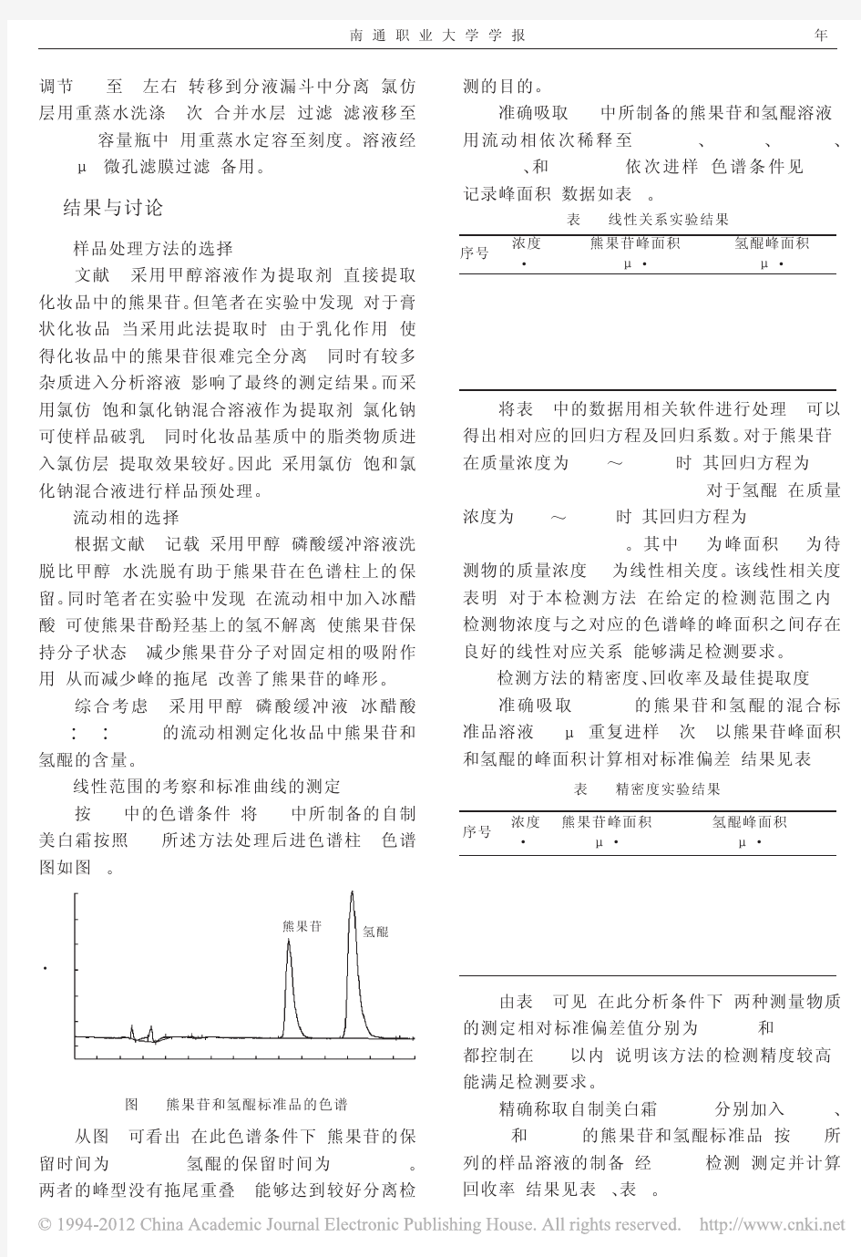 高效液相色谱法同时测定美白类化妆品中熊果苷和氢醌的含量_周烽