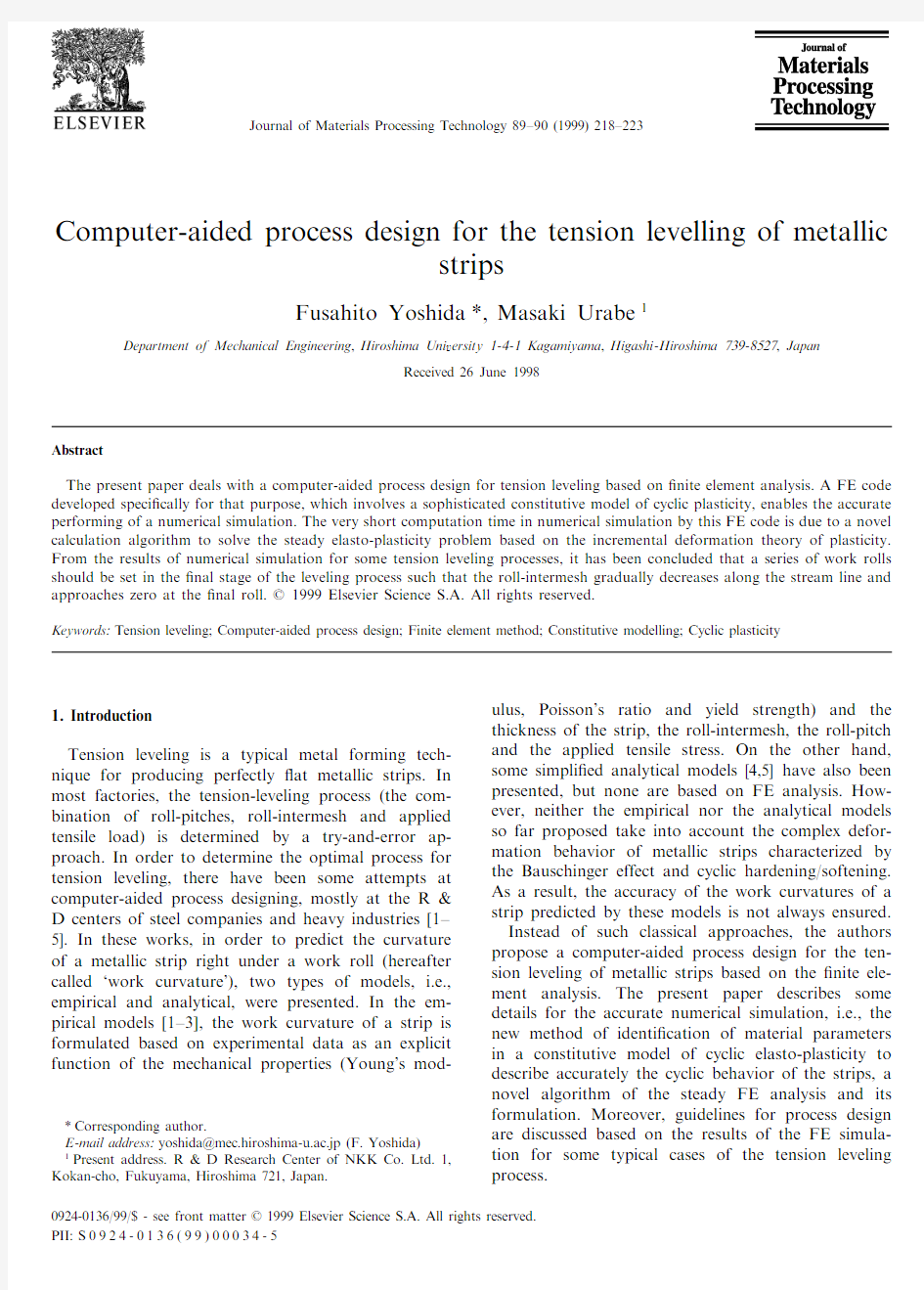 Computer-aided process design for the tension levelling of metallic1999