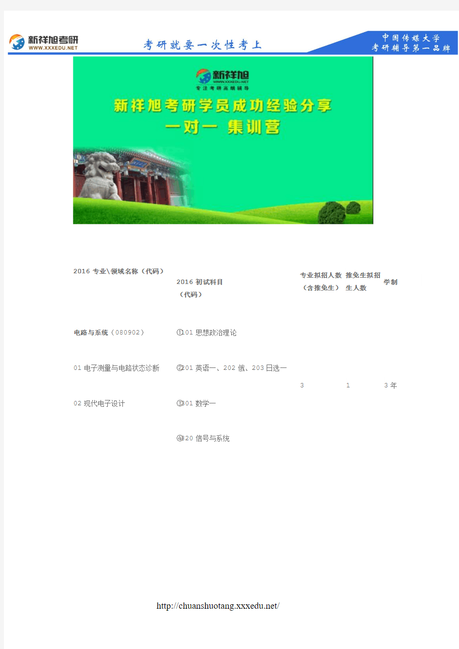 2016-2017中国传媒大学电路与系统考试科目、考研真题、考研参考书目考研经验--新祥旭