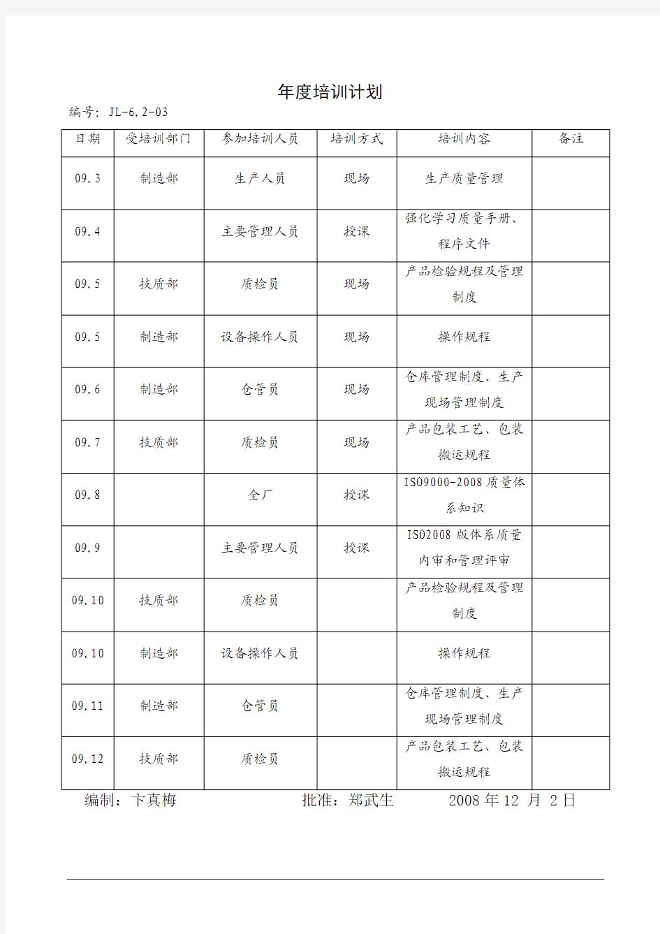 培训计划