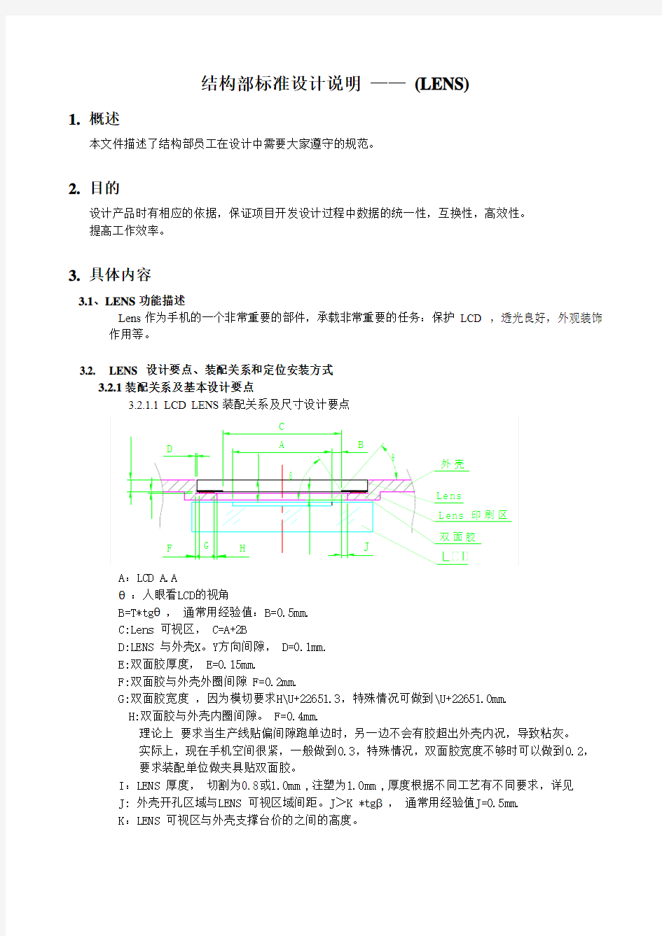 (Lens)手机结构部标准设计说明