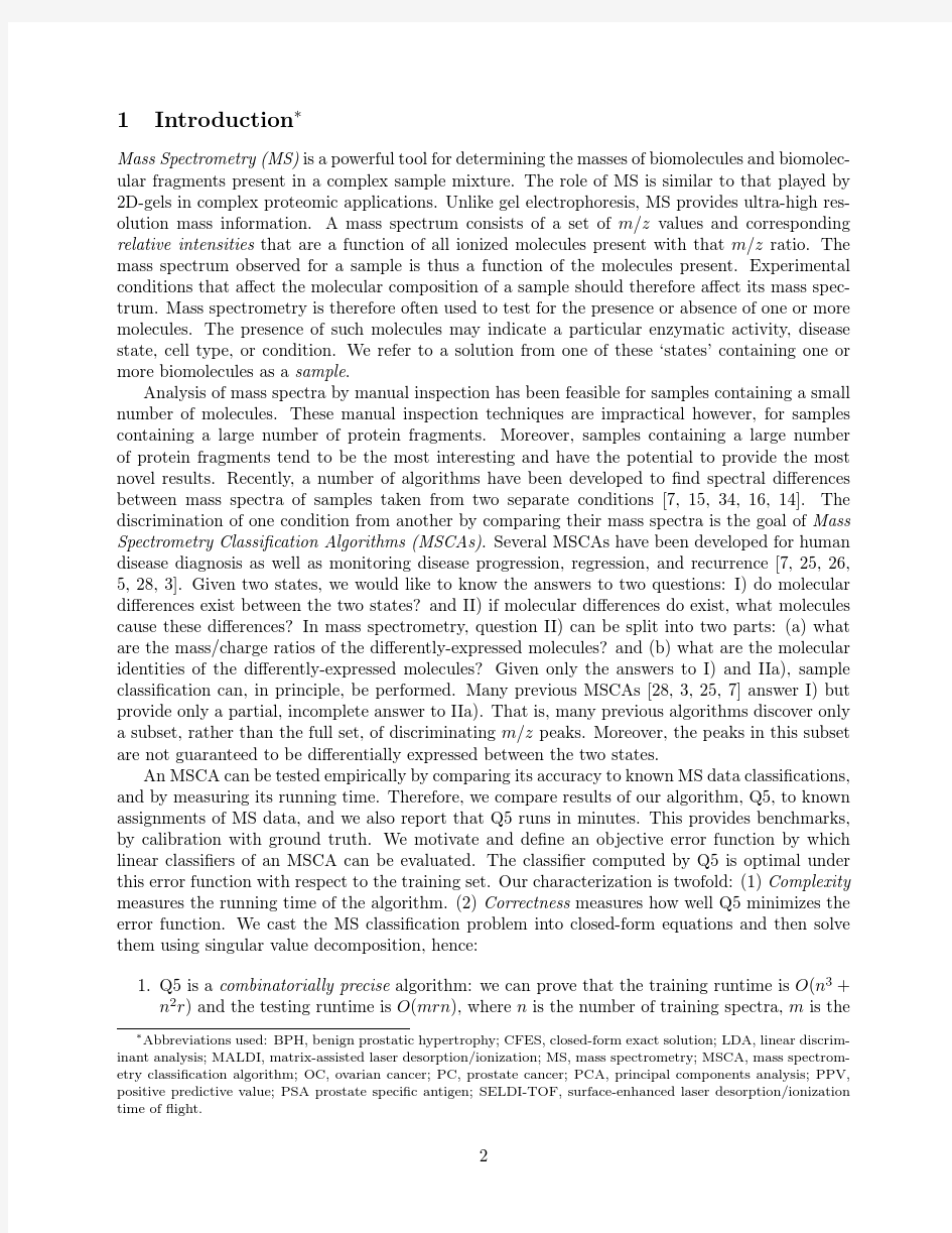 Journal of Computational Biology 10(6) 2003, pp. 925-946. Probabilistic Disease Classificat