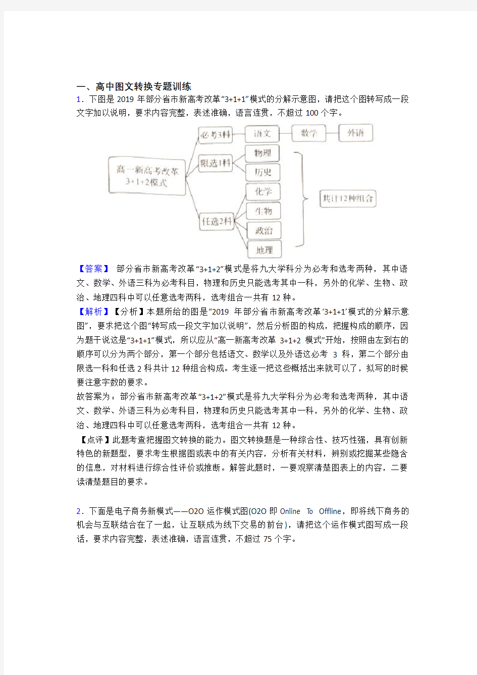 2020-2021高考语文培优易错试卷(含解析)之图文转换及答案