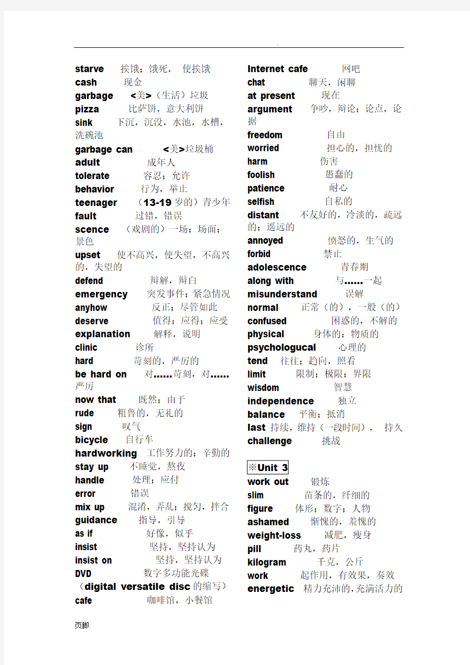 牛津高中英语模块1-5单词表(必修)