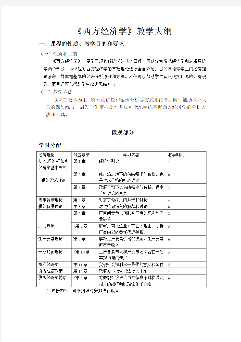 赵英军西方经济学教学大纲