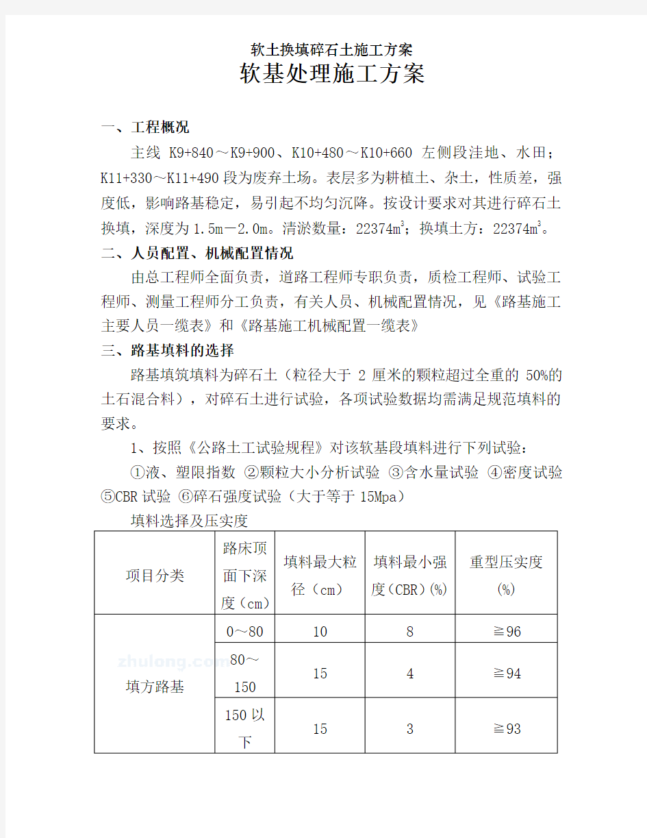 软土换填碎石土施工方案