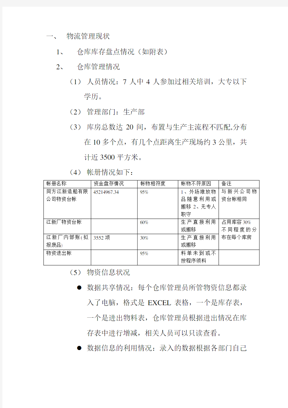 关于仓库管理系统需求的分析报告