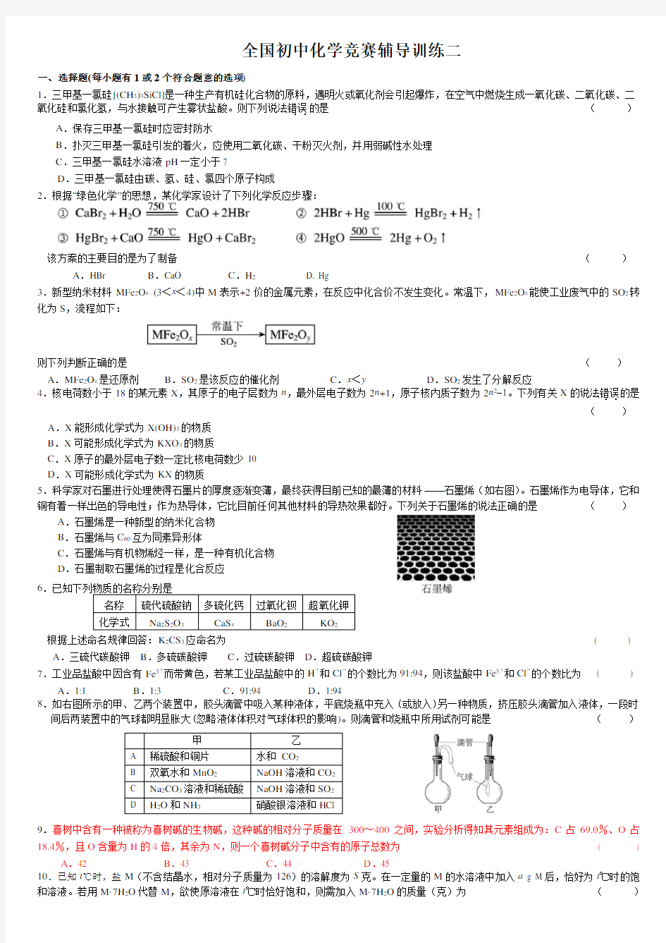 全国化学竞赛辅导专题训练.doc