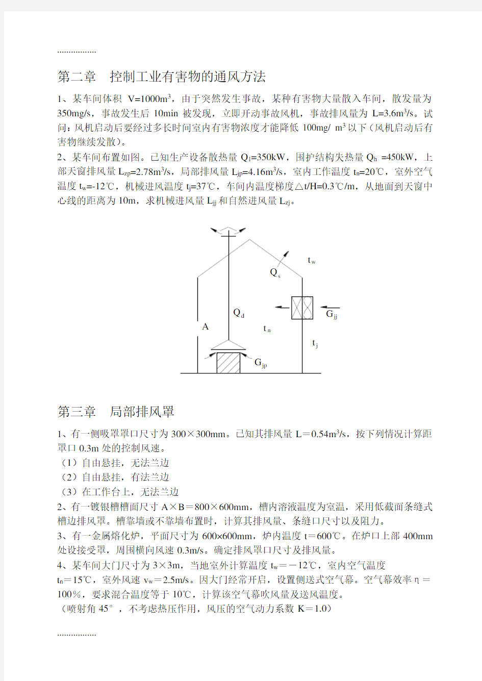 (整理)工业通风作业