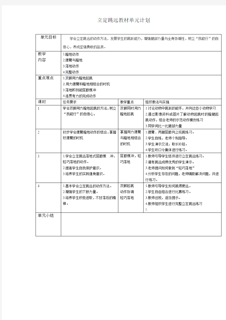 立定跳远单元计划