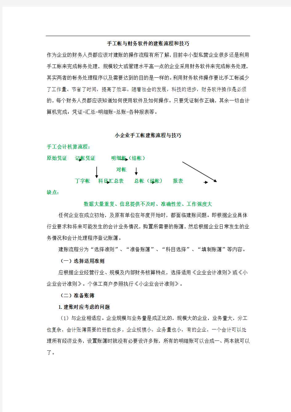 手工帐与财务软件的建账流程和技巧