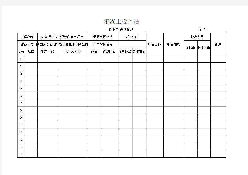 原材料进场台账