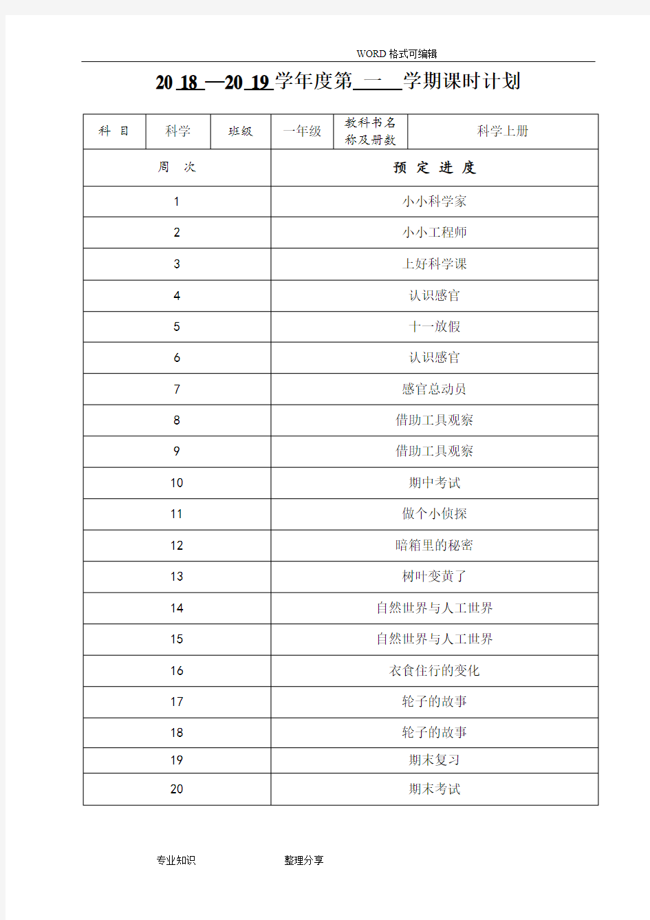 江苏凤凰教育出版社一年级(上册)科学