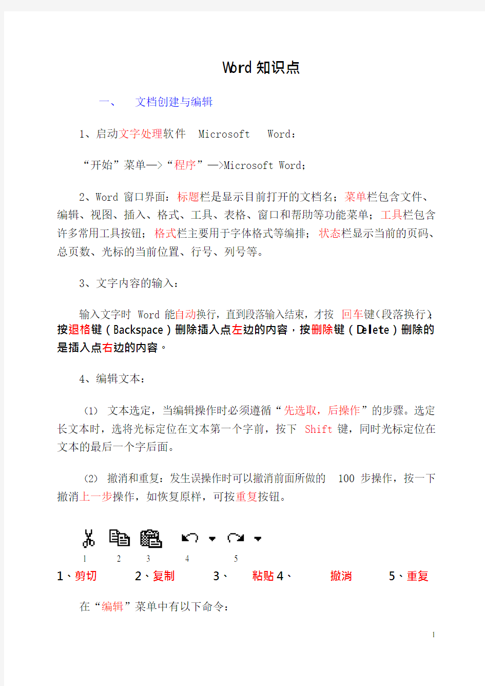 Word知识点(可编辑修改word版)