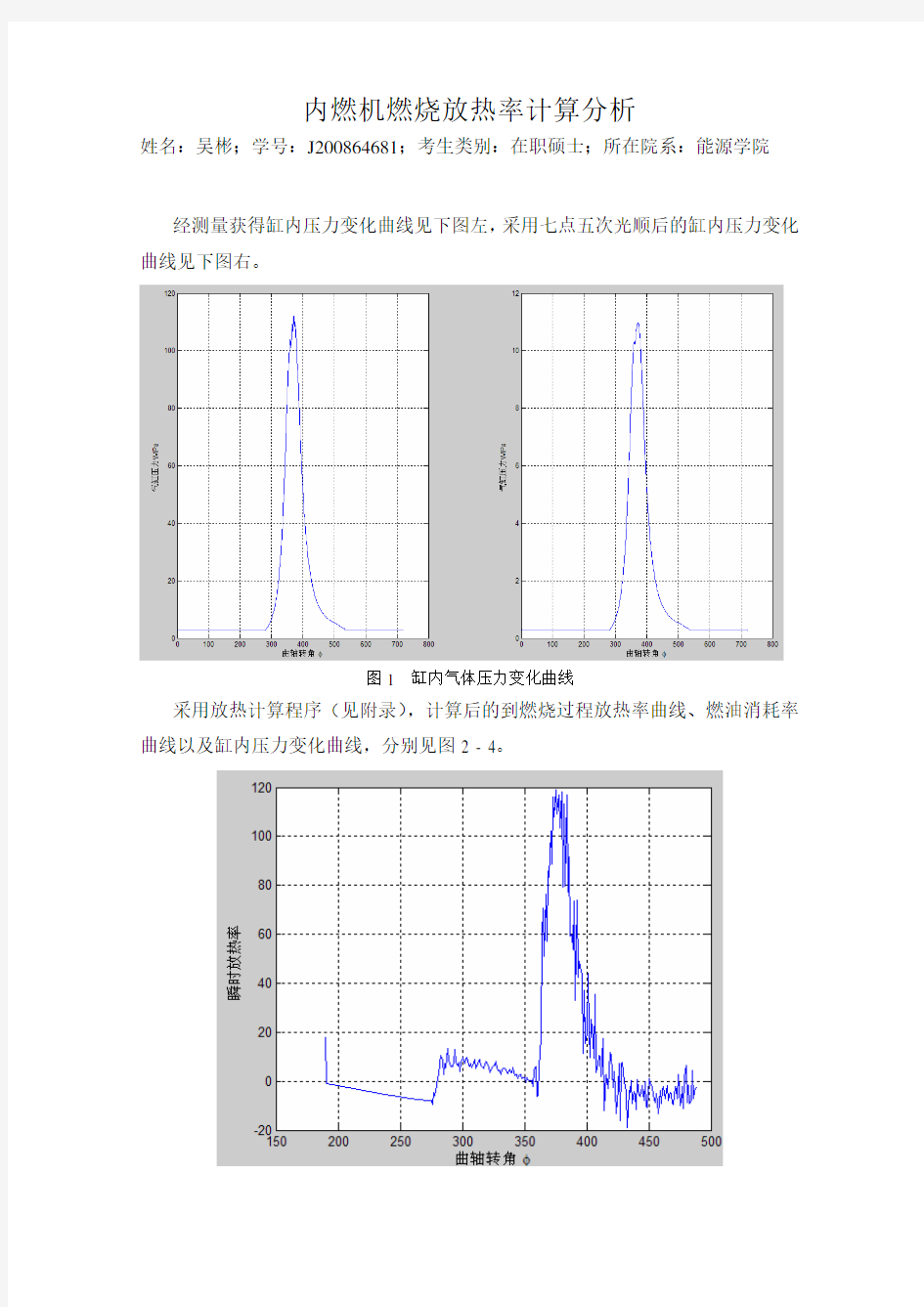 内燃机燃烧放热程序及结果