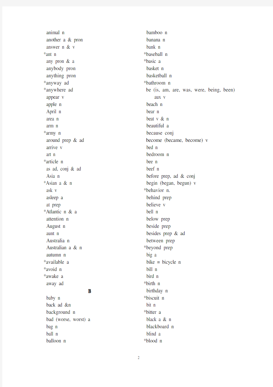 新课标初中英语词汇表（1600）