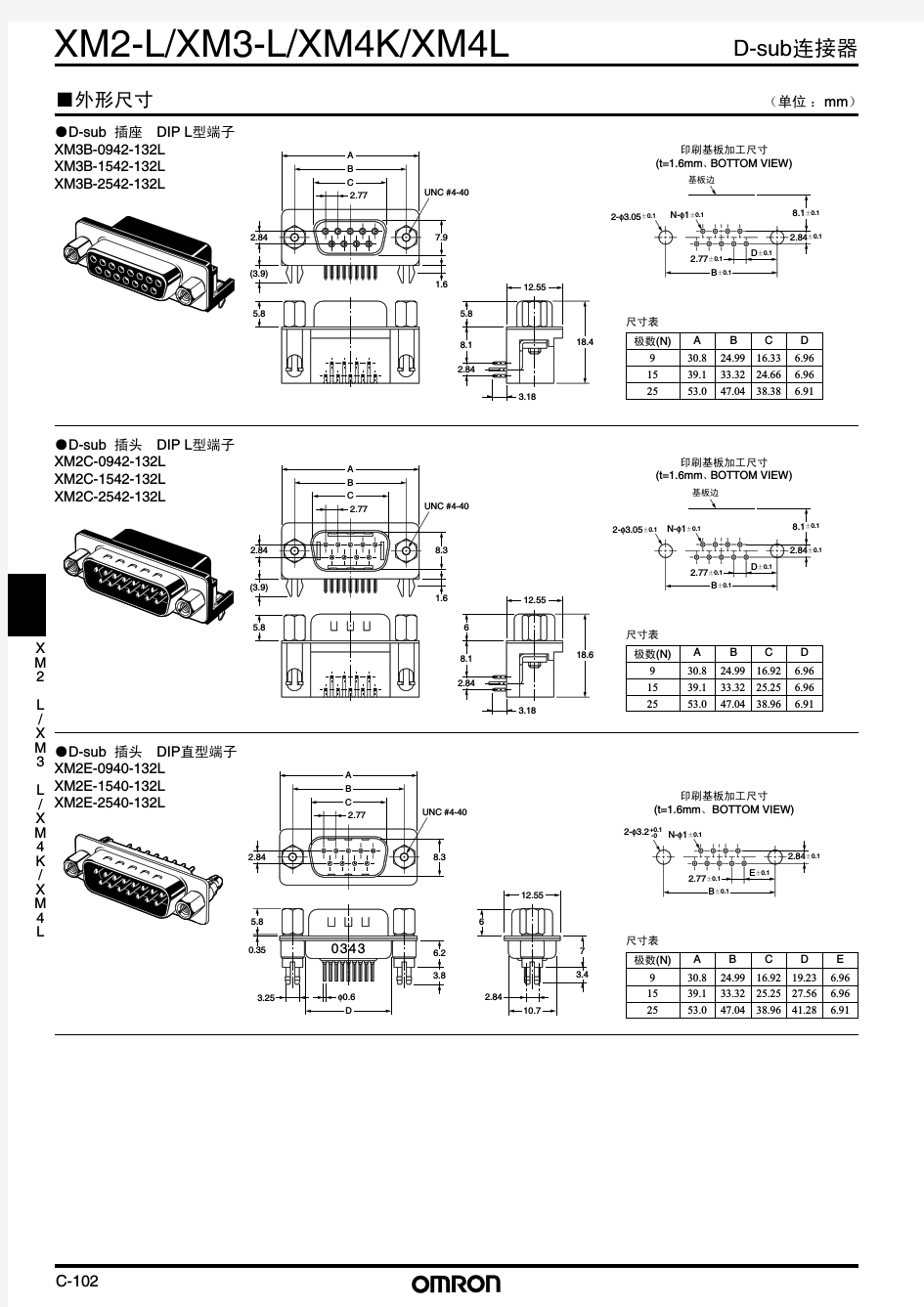 通用D型连接器尺寸