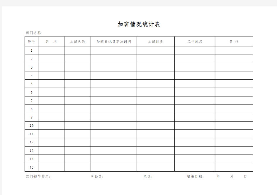 加班申请表模板