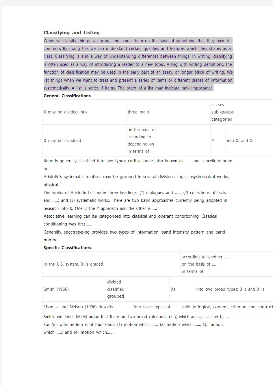 英国雅思培训机构的写作指南——Classifying and Listing