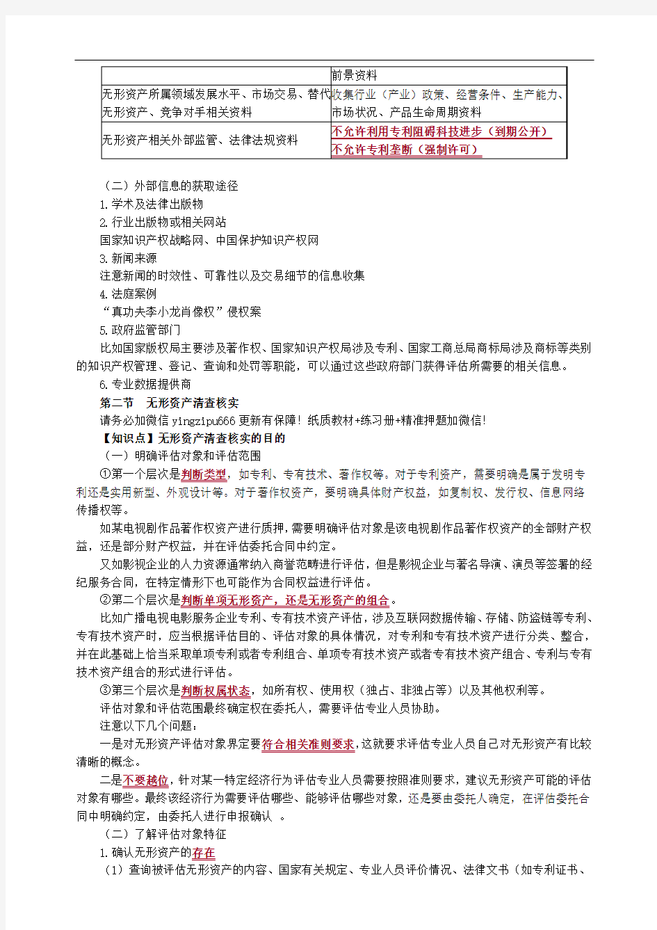 2020年资产评估师考试-讲义-第1部分 无形资产评估——第02章 无形资产评估程序