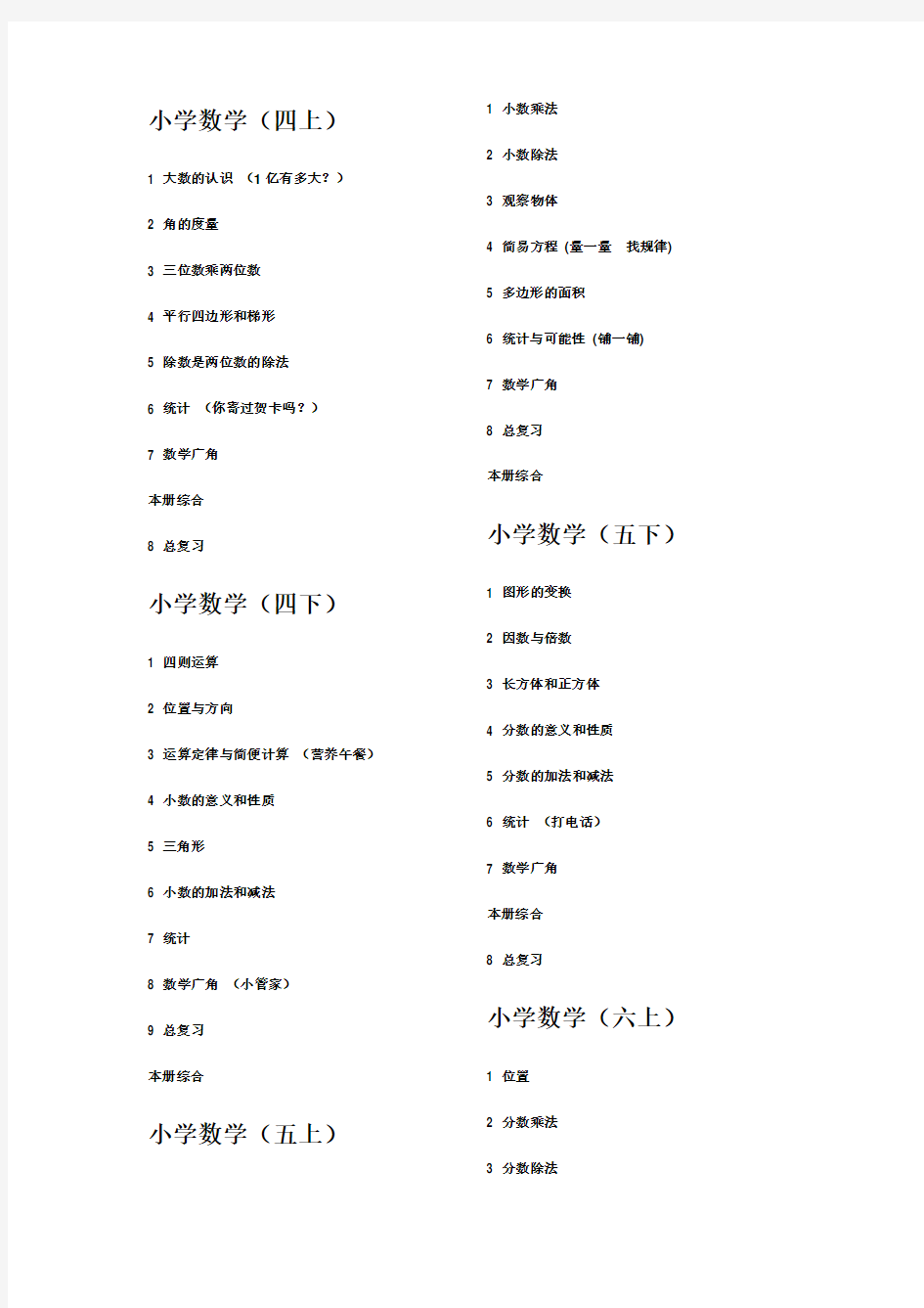 浙江省宁波市所选用的教材目录数学