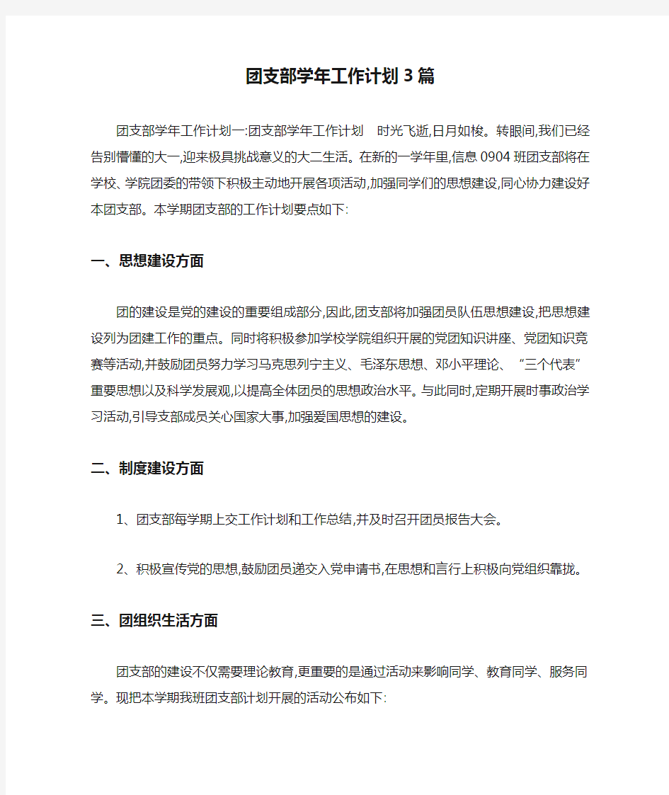 团支部学年工作计划3篇