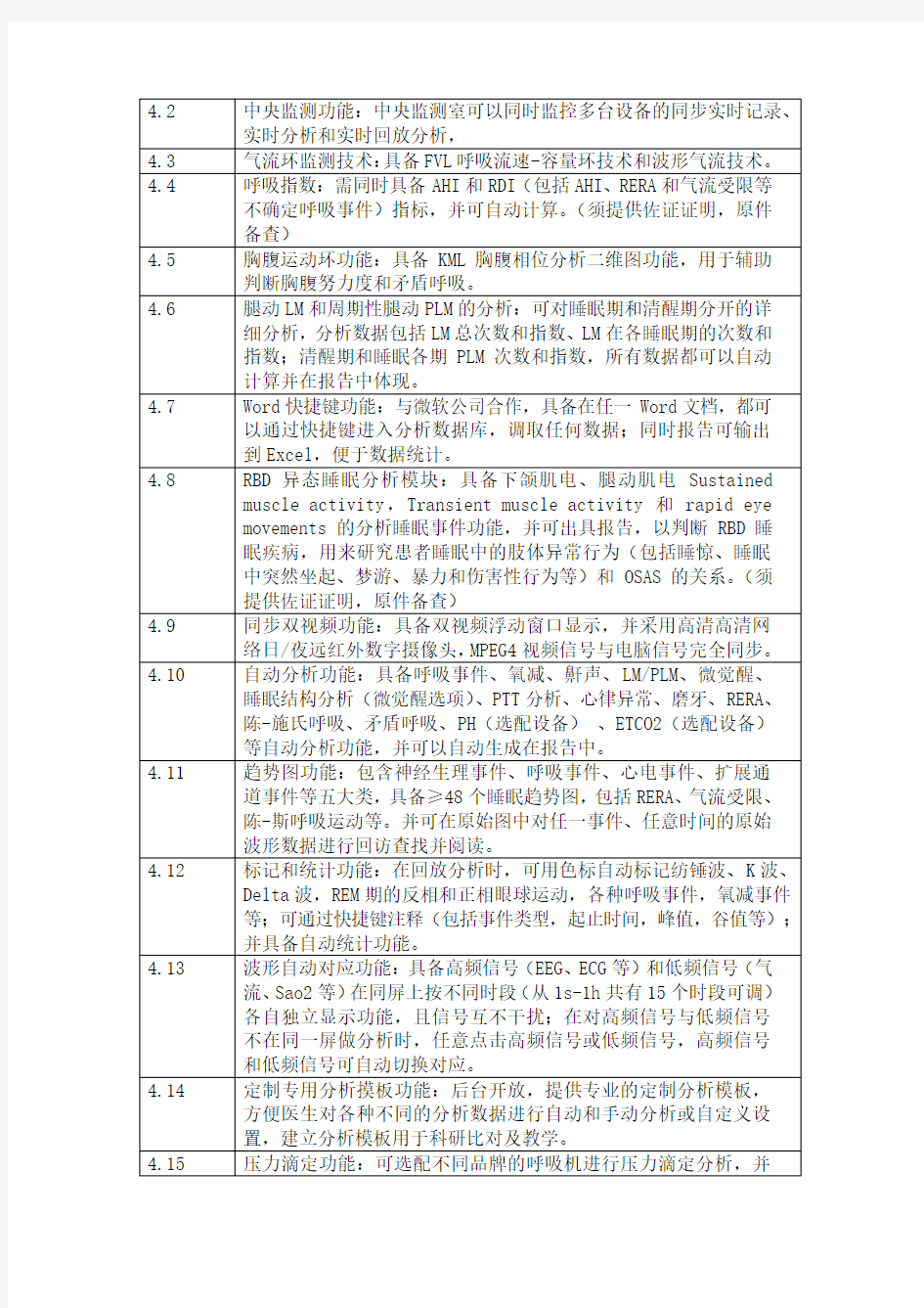 导多导睡眠监测仪技术参数