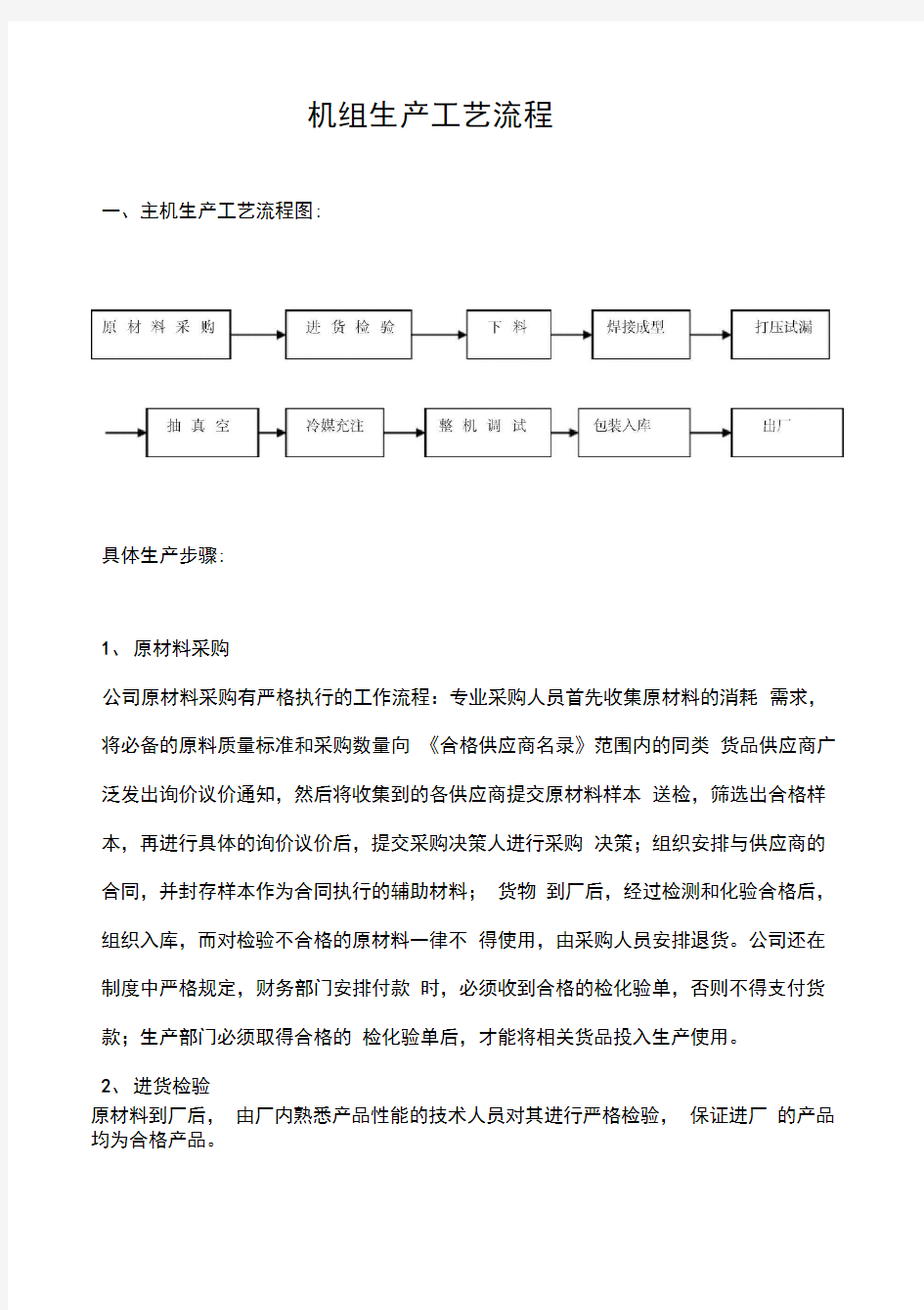 机电设备生产工艺流程