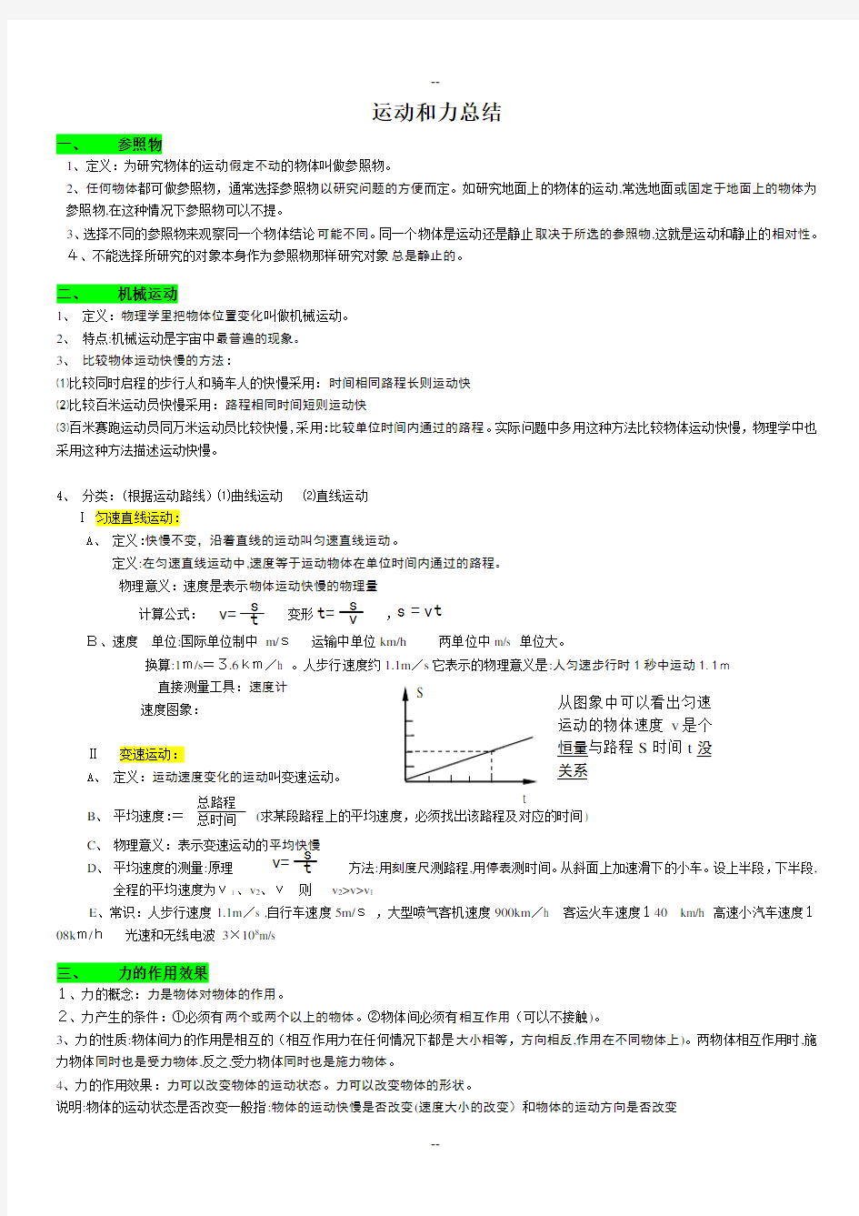 力和运动---知识点总结