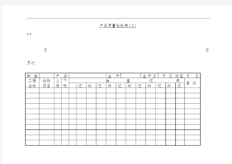 产品质量检验标准表格汇编