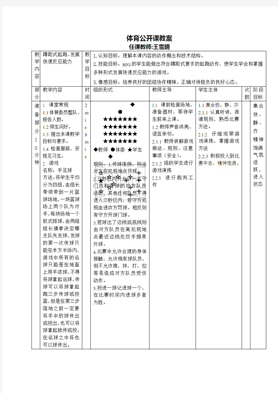 体育公开课教案田径