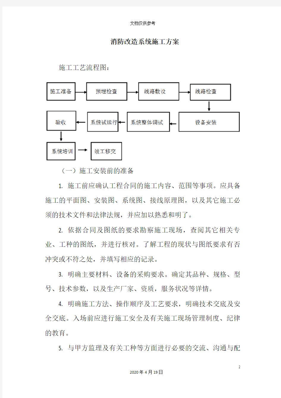 消防改造系统施工方案范文