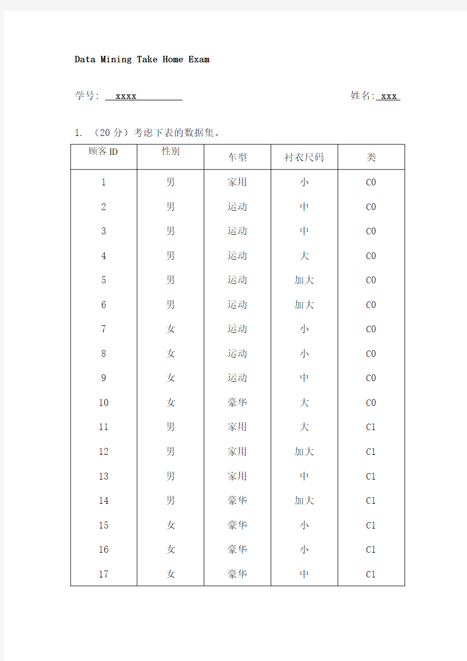 数据挖掘习题及解答完美版