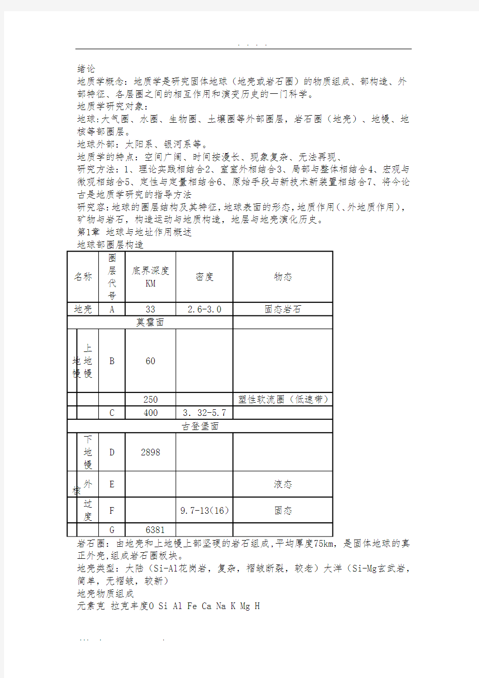 地质学复习资料全