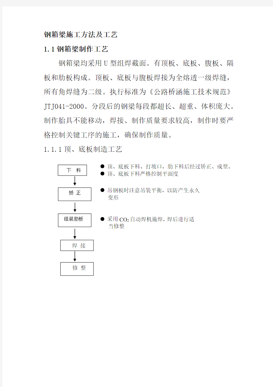 钢箱梁施工方法及工艺