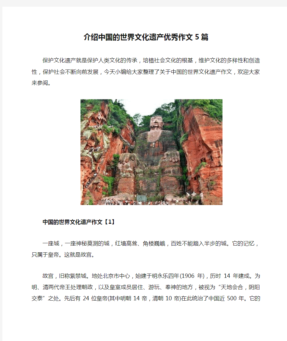 介绍中国的世界文化遗产优秀作文5篇
