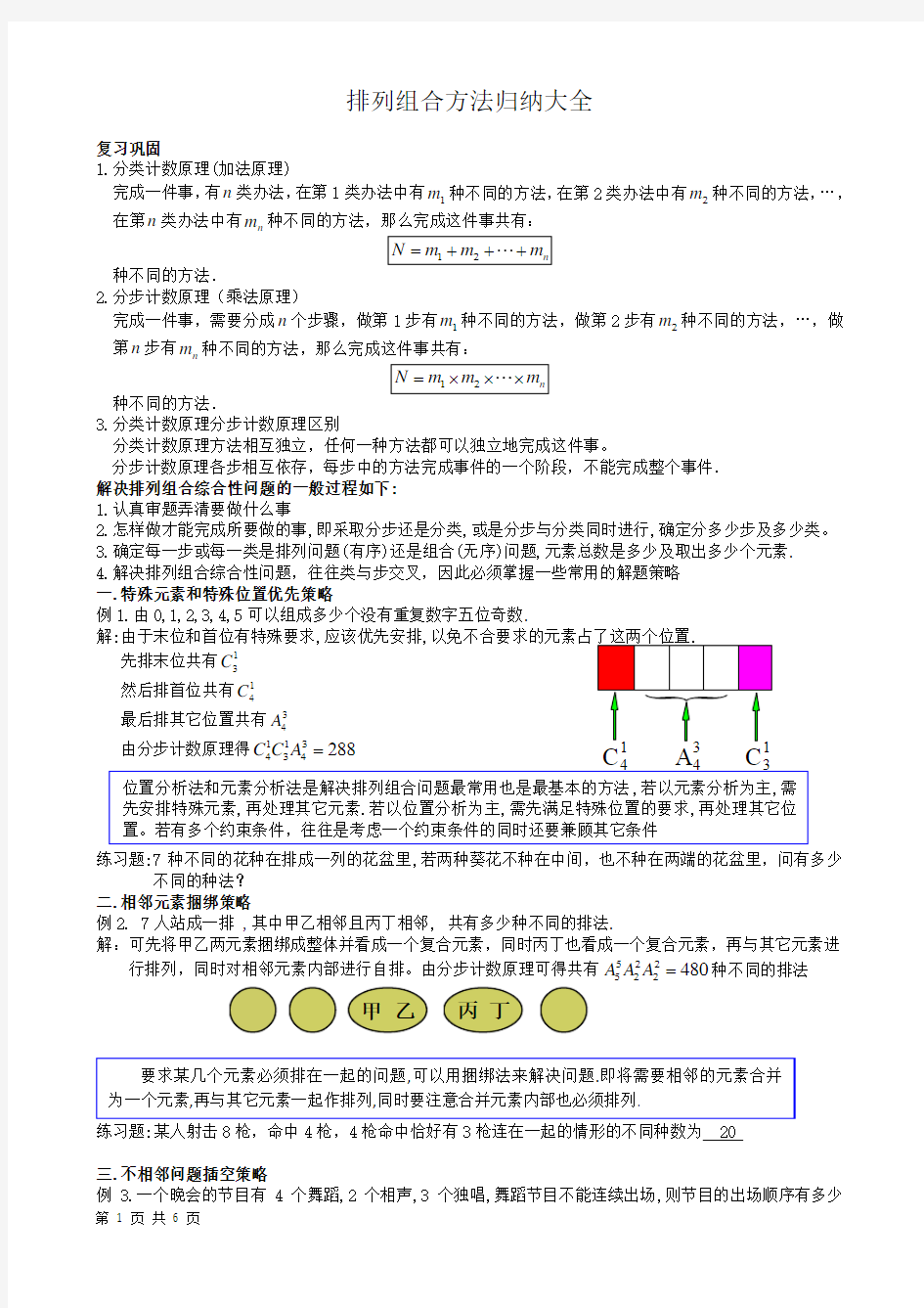 排列组合方法大全