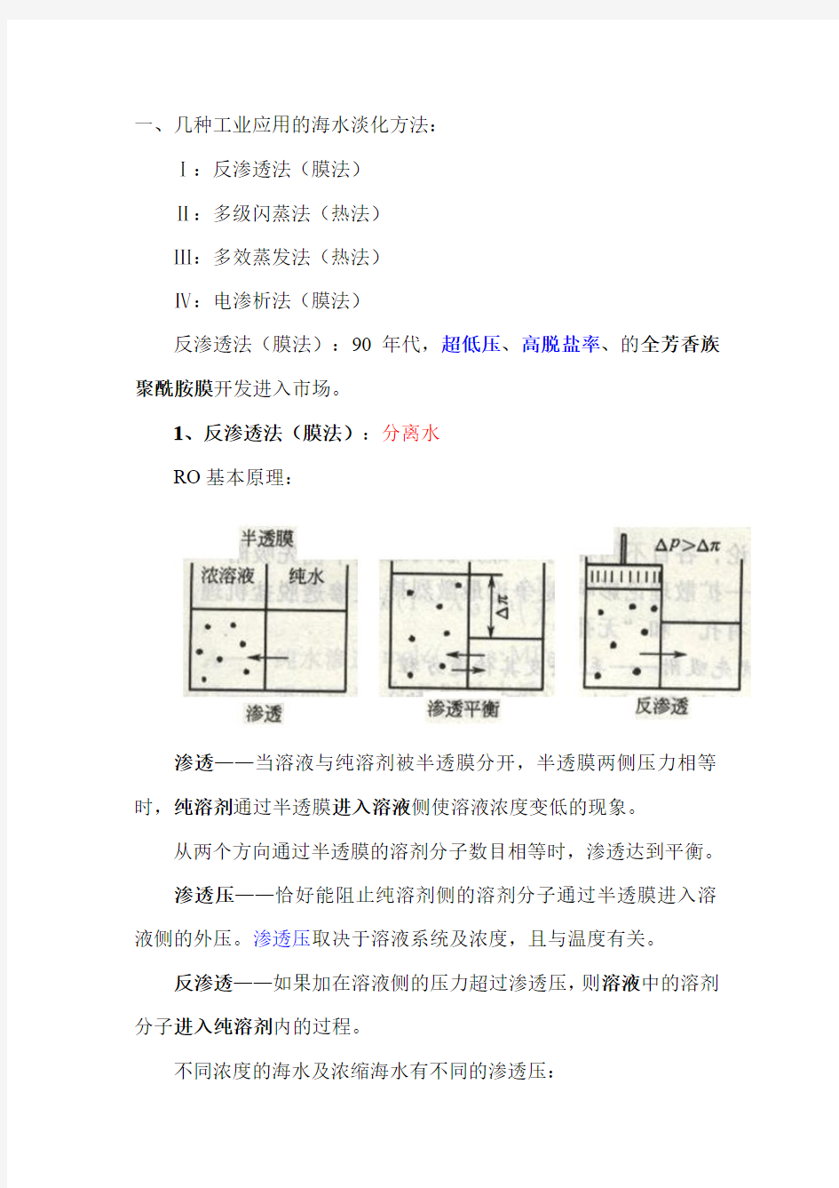 工业化海水淡化方法