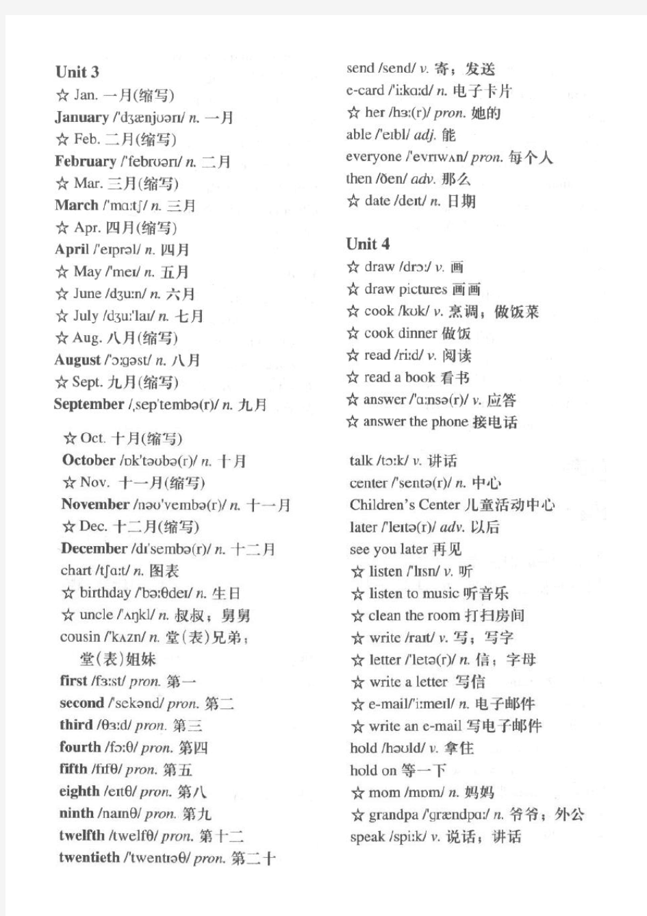 PEP人教版五年级英语下册单词表