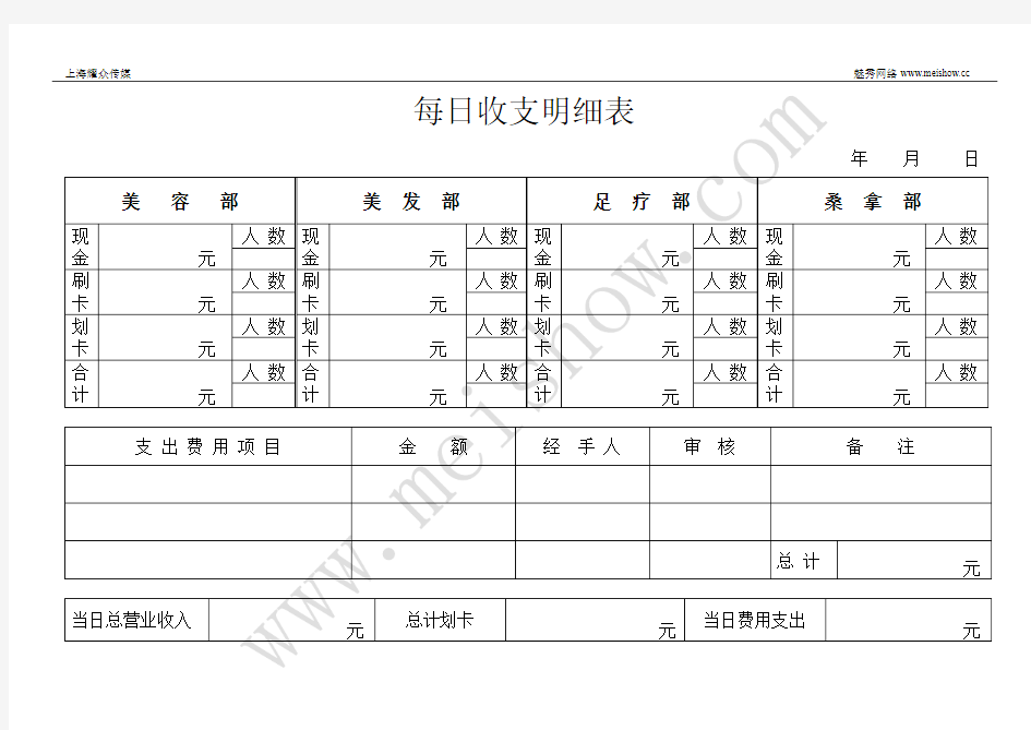 每日收支明细表