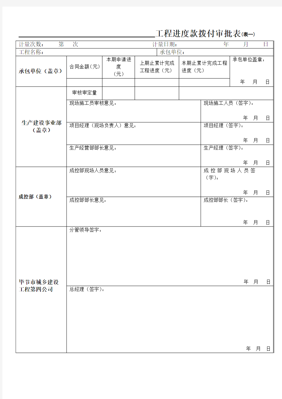 工程进度款拨付报审表