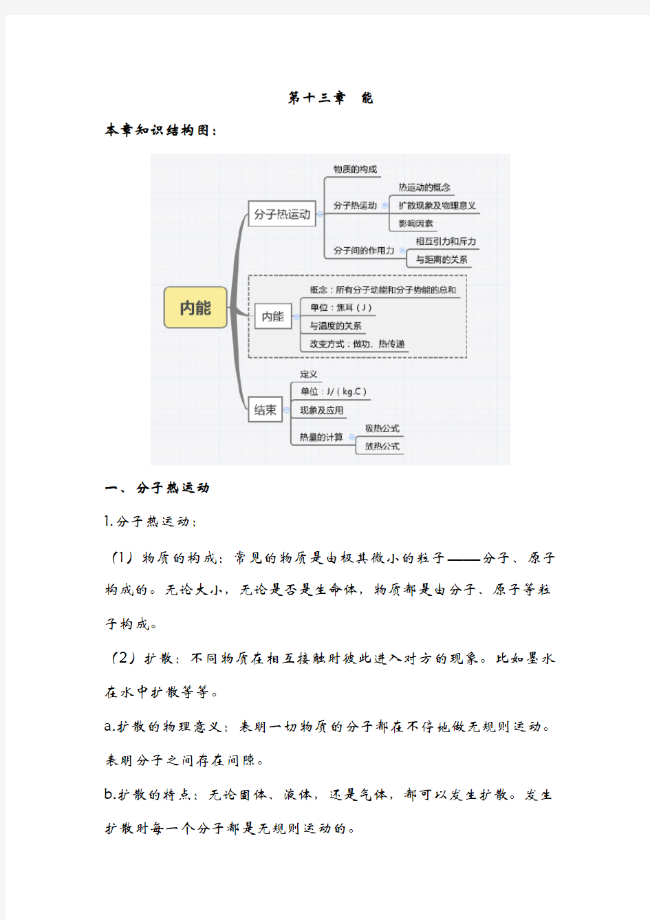 九年级物理各章节知识点总结