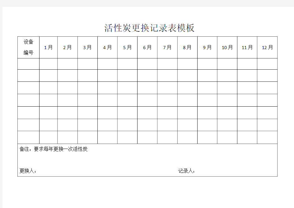 活性炭更换记录表模板