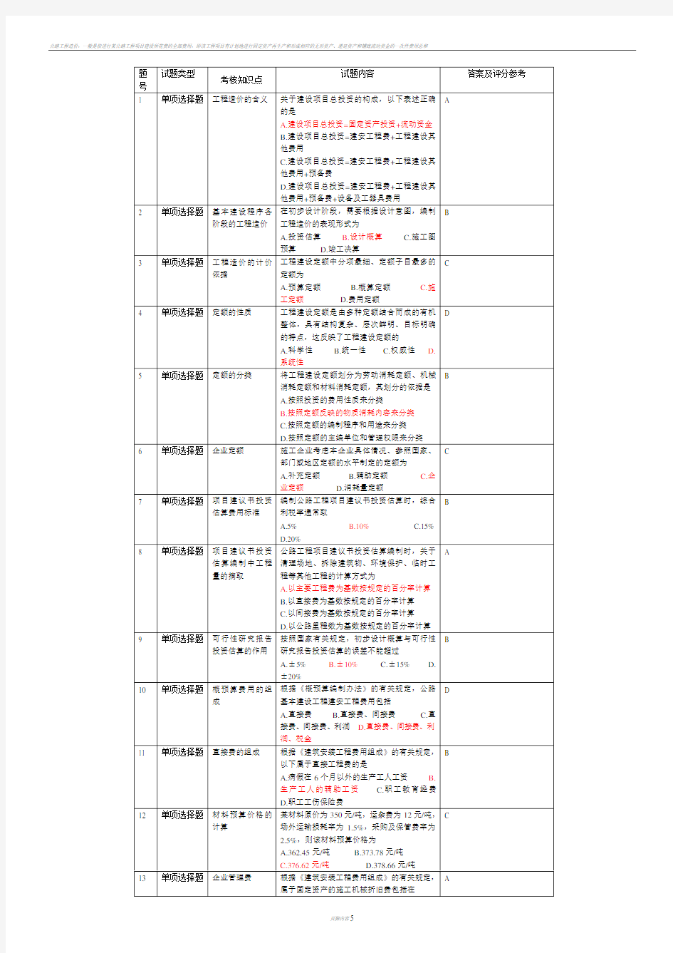 公路工程造价案例分析