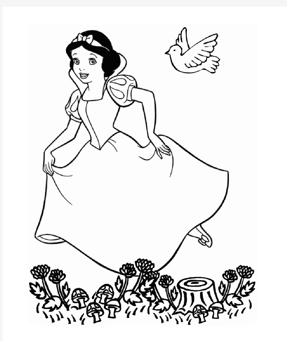 (完整版)迪斯尼7公主涂色填色60张整理A4打印版