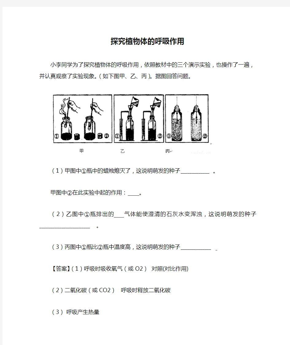 探究植物体的呼吸作用