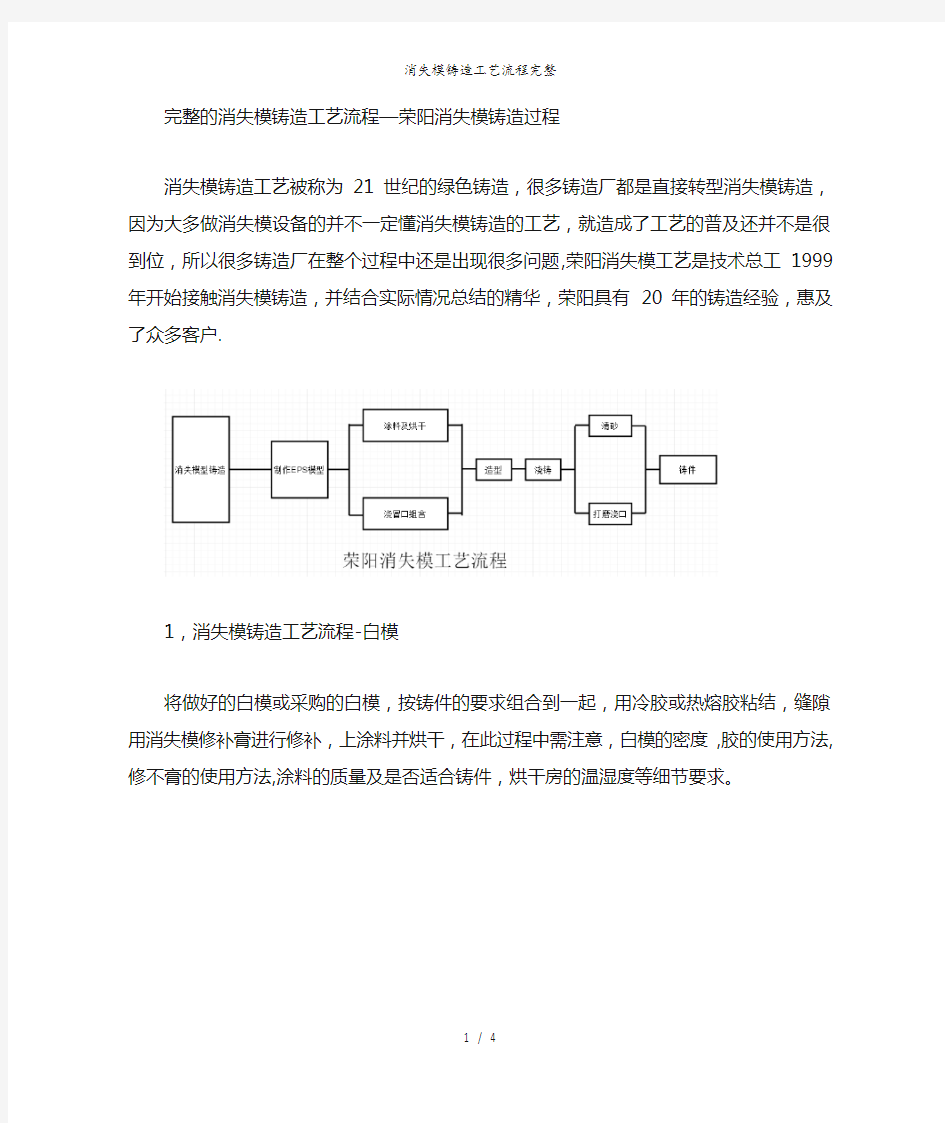 消失模铸造工艺流程完整