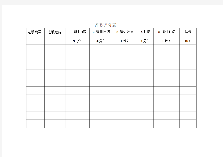 演讲比赛评分细则、评分表、报名表